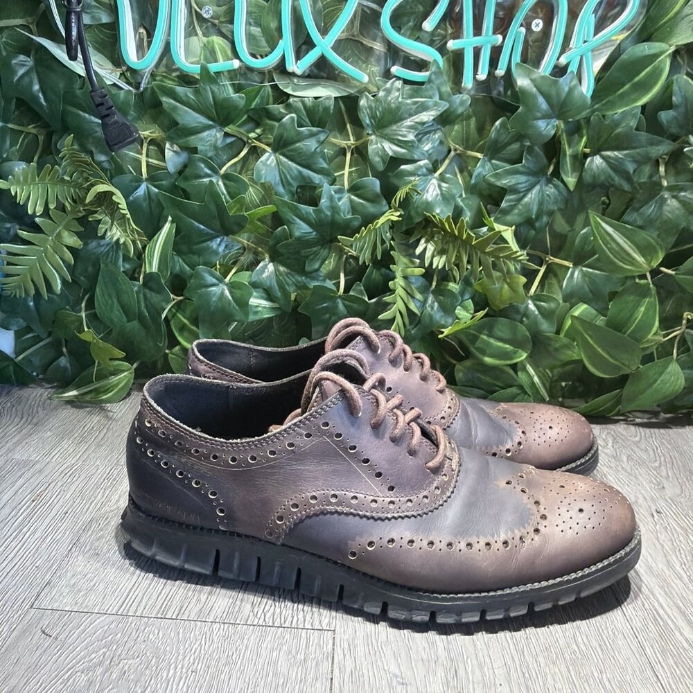 Cole Haan Zerogrand No Stitch Men's 9 M Dress Shoes Brown Leather Wingtip
